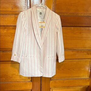 Calvin Klein Pink and White Striped Women's Blazer